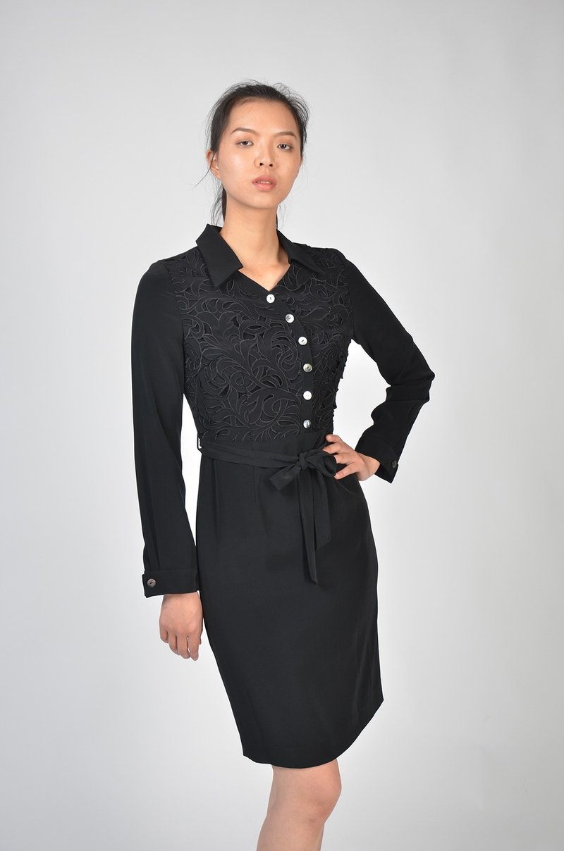 镂空刺绣合身洋装 - 洋装/连衣裙 - 其他材质 蓝色