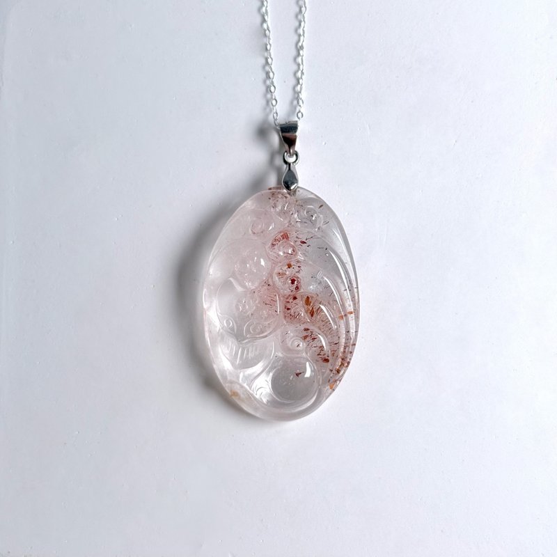 超七金草莓九尾狐吊坠 - 项链 - 水晶 红色