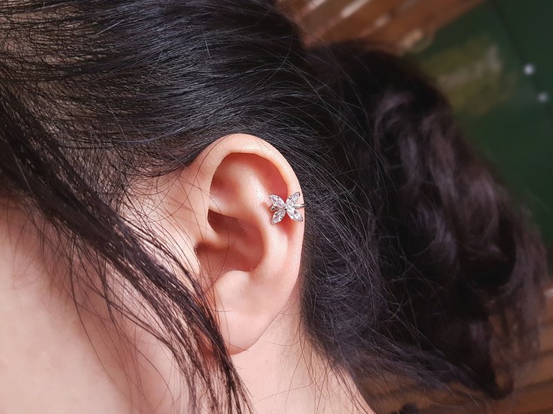 【绝版出清品】 花漾  925银耳骨夹 耳夹 免耳洞 (单支/一对) - 耳环/耳夹 - 纯银 银色