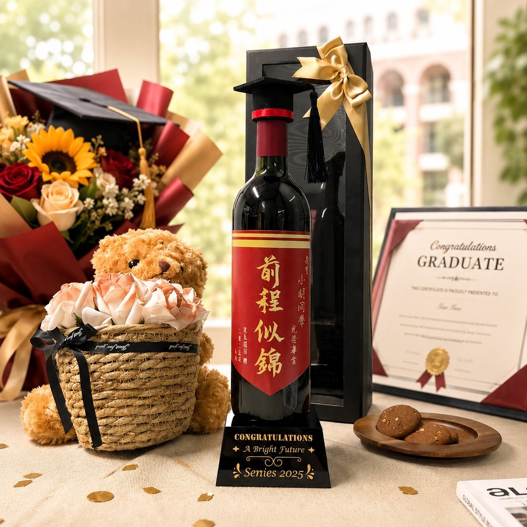 毕业礼物红酒酒标订制 送朋友毕业礼物 快速出货 订制姓名祝福语 - 酒类 - 玻璃 