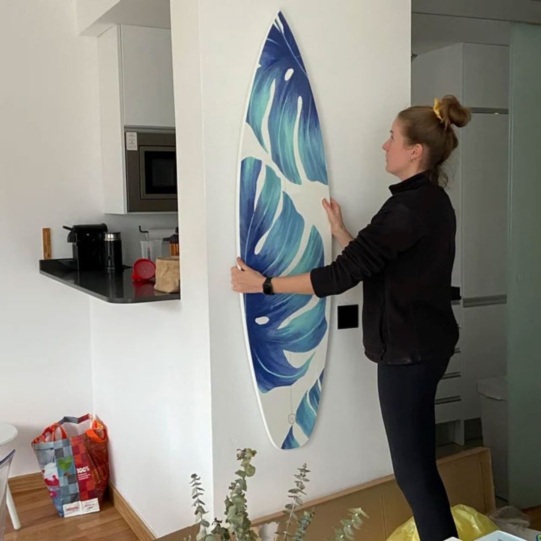 Surfboard Wall Art, Surfers gift, Monstera - 墙贴/壁贴 - 木头 白色