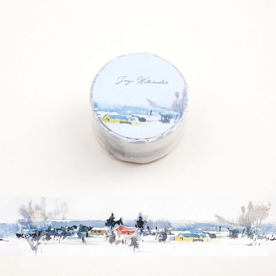圣诞节北欧 | 啾吉水彩 手绘纸胶带 贴纸 日本和纸 风景插画 - 纸胶带 - 纸 蓝色