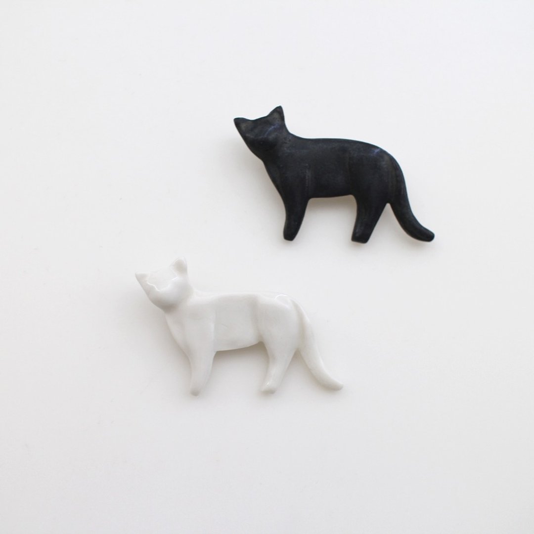 Cat brooch - 胸针 - 瓷 黑色