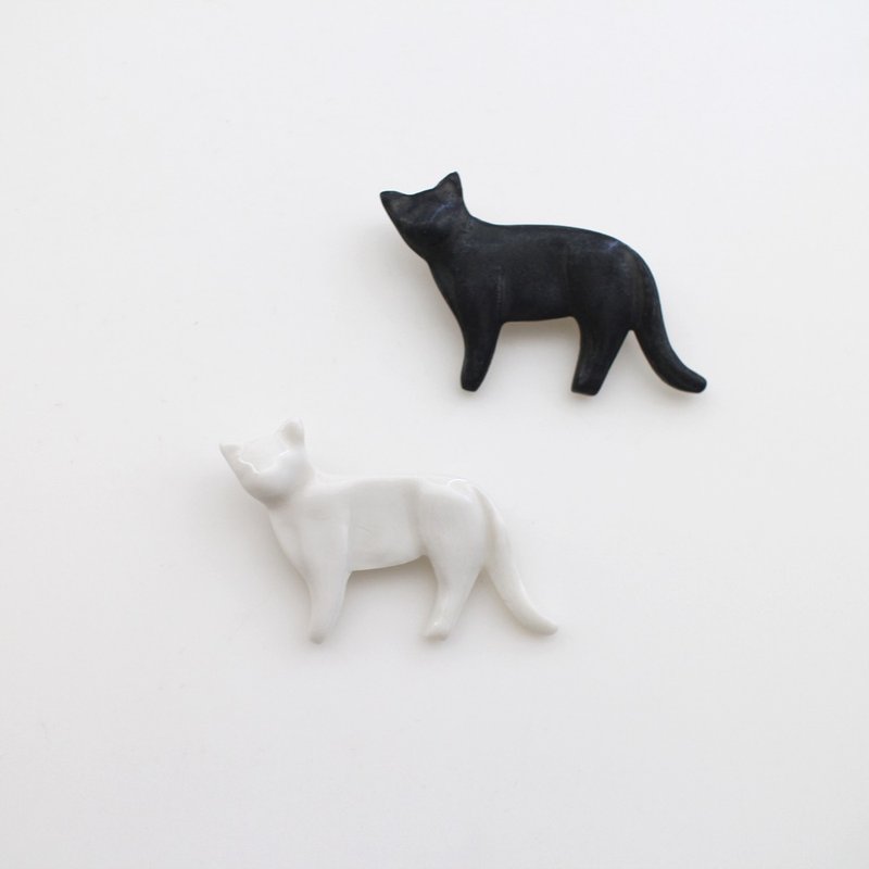 Cat brooch - 胸针 - 瓷 黑色