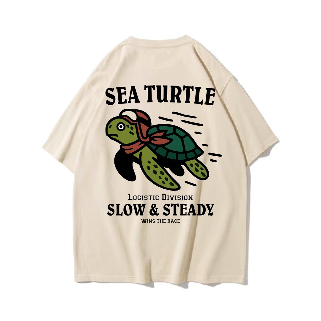 SEA TURTLE / 飞天海龟 - 中性连帽卫衣/T 恤 - 棉 卡其色