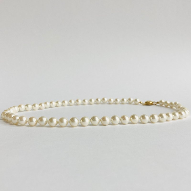 贝珍珠全结式项链／约 6mm、约 43cm／奶油双色／G／made in japan - 项链 - 贝壳 金色