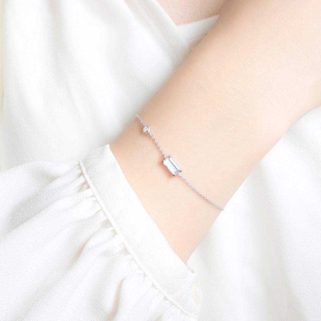 长方石手链 Delicate Rectangle Bracelet - 手链/手环 - 纯银 