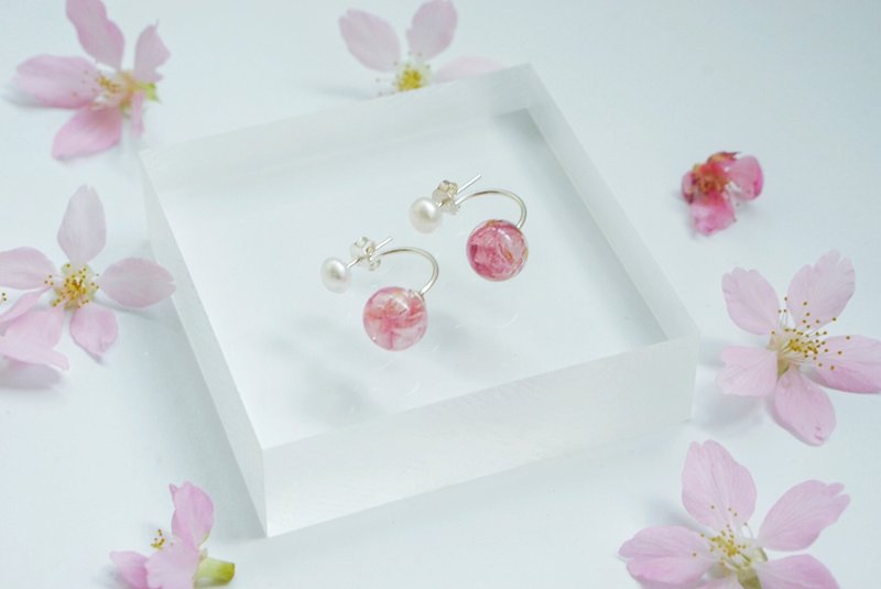 | 掌心の落樱 | *小不点*两用樱花纯银耳环 - 耳环/耳夹 - 植物．花 