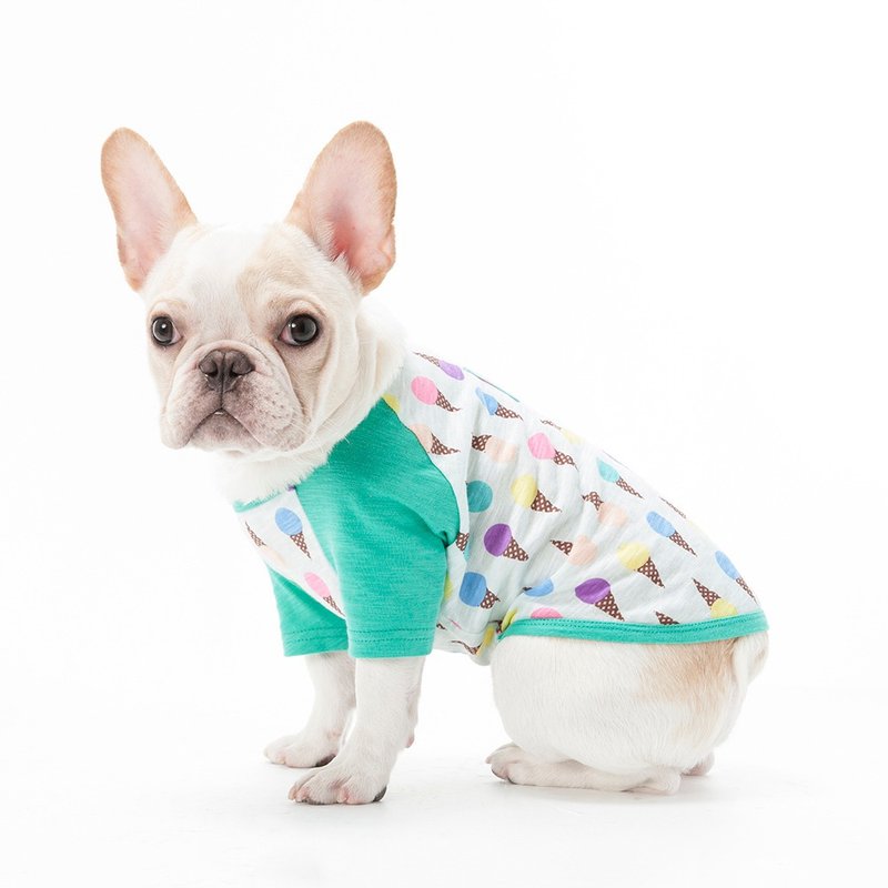 彩色冰淇淋 插肩袖凉爽竹节棉上衣-嫩绿 - 衣/帽 - 棉．麻 绿色