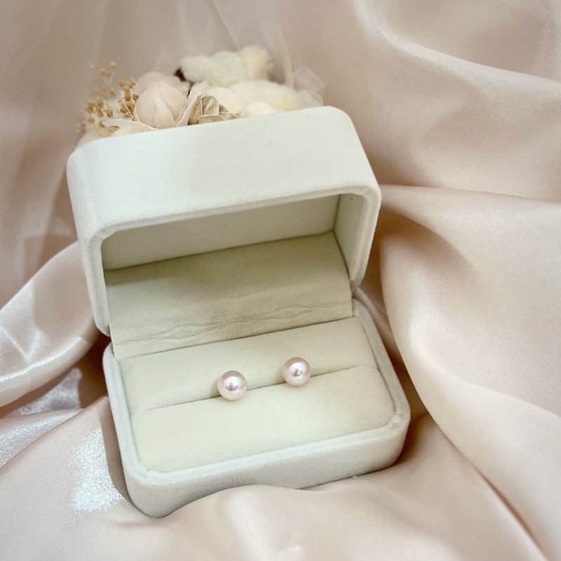 Dragon Jewelry日本Akoya 天然海水珍珠耳环 7.5mm 18k金耳针 - 耳环/耳夹 - 珍珠 金色