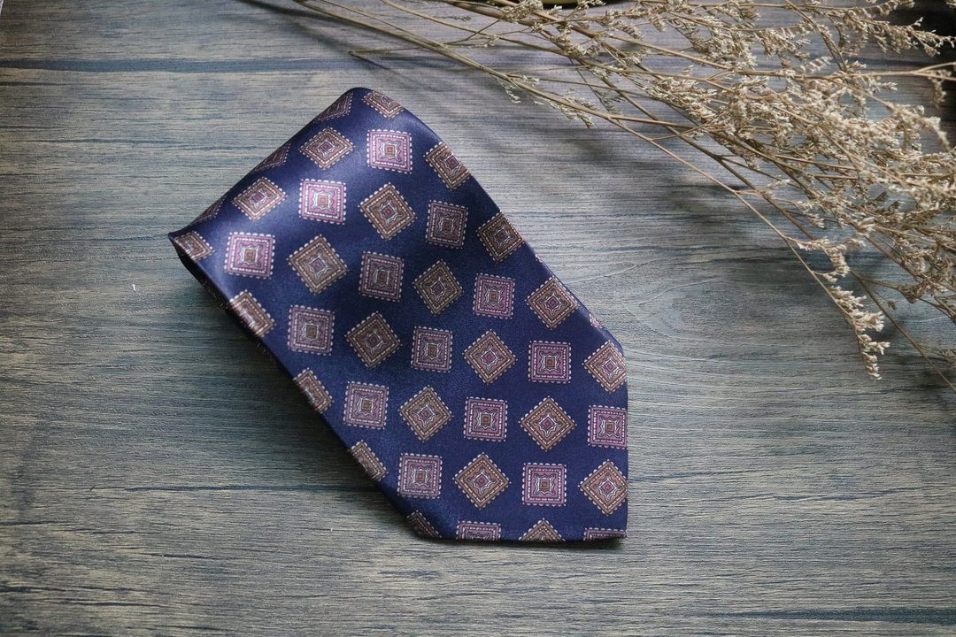 蓝色真丝艺术抽象图案领带/型男雅痞百搭necktie - 领带/领带夹 - 丝．绢 蓝色