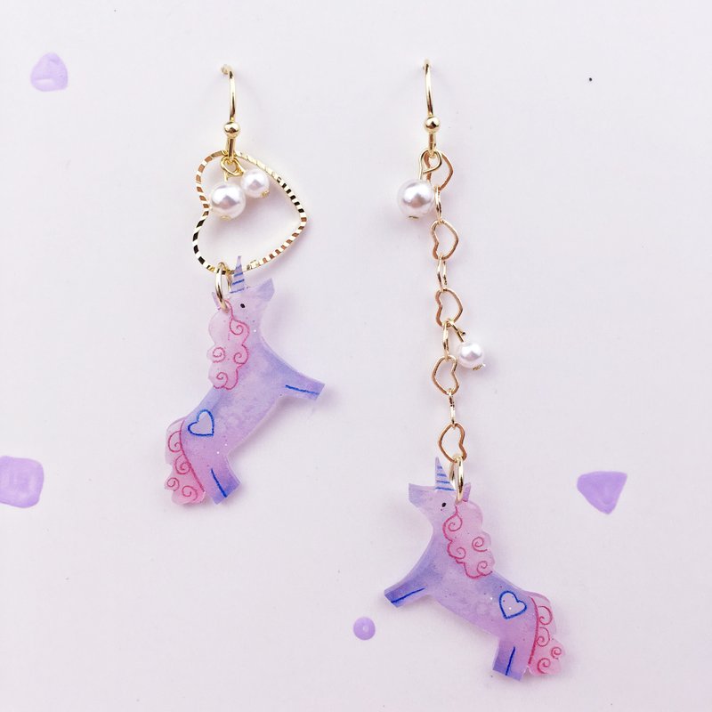 指梦为马  爱心  贝壳珍珠  耳环一对 - 耳环/耳夹 - 树脂 