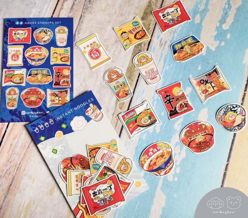 Monkey 泡面方便面【贴纸包】 - 纸胶带 - 纸 多色