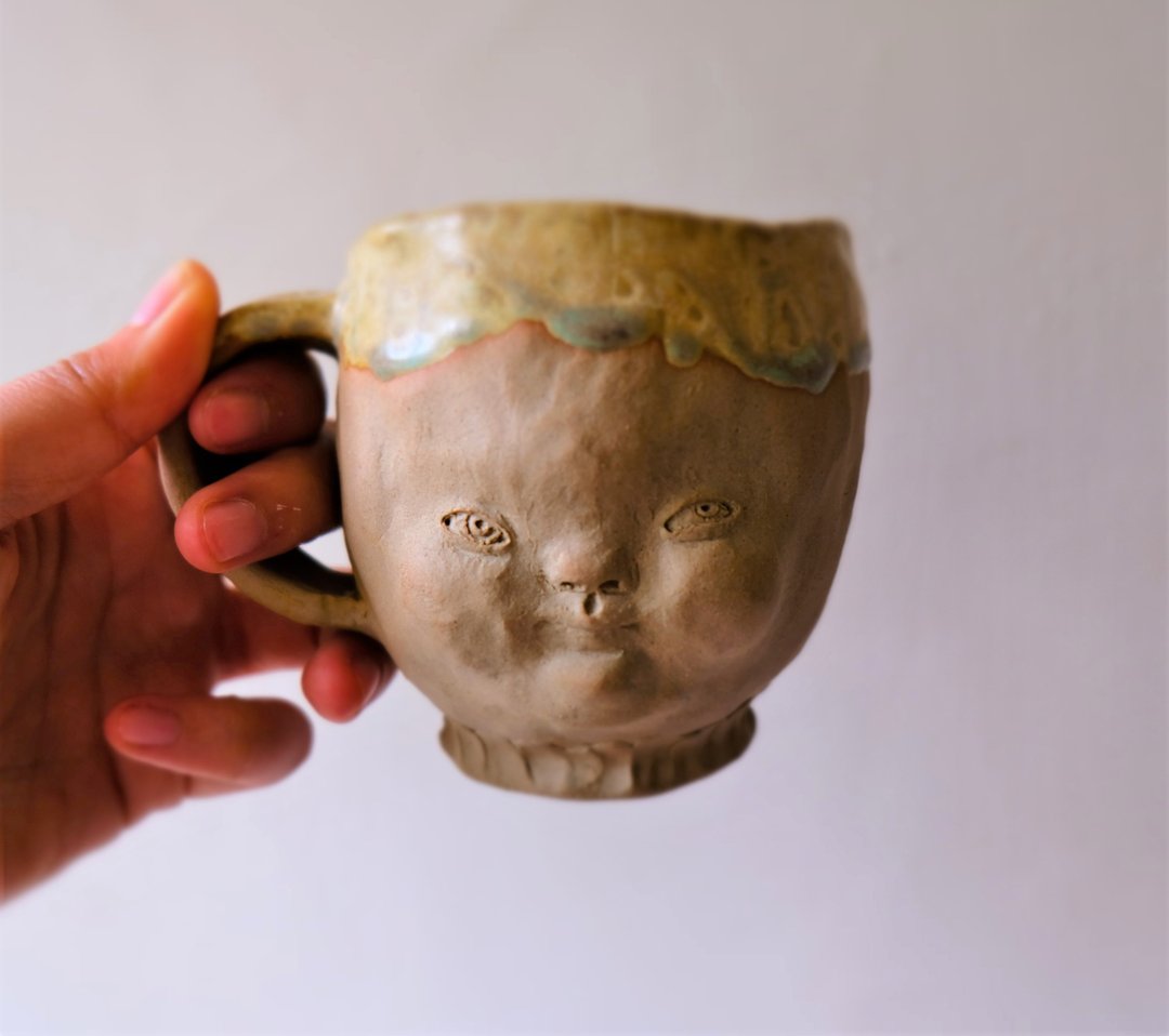 看看我的黄金浏海-手作/手捏/陶杯 - 茶具/茶杯 - 陶 橘色