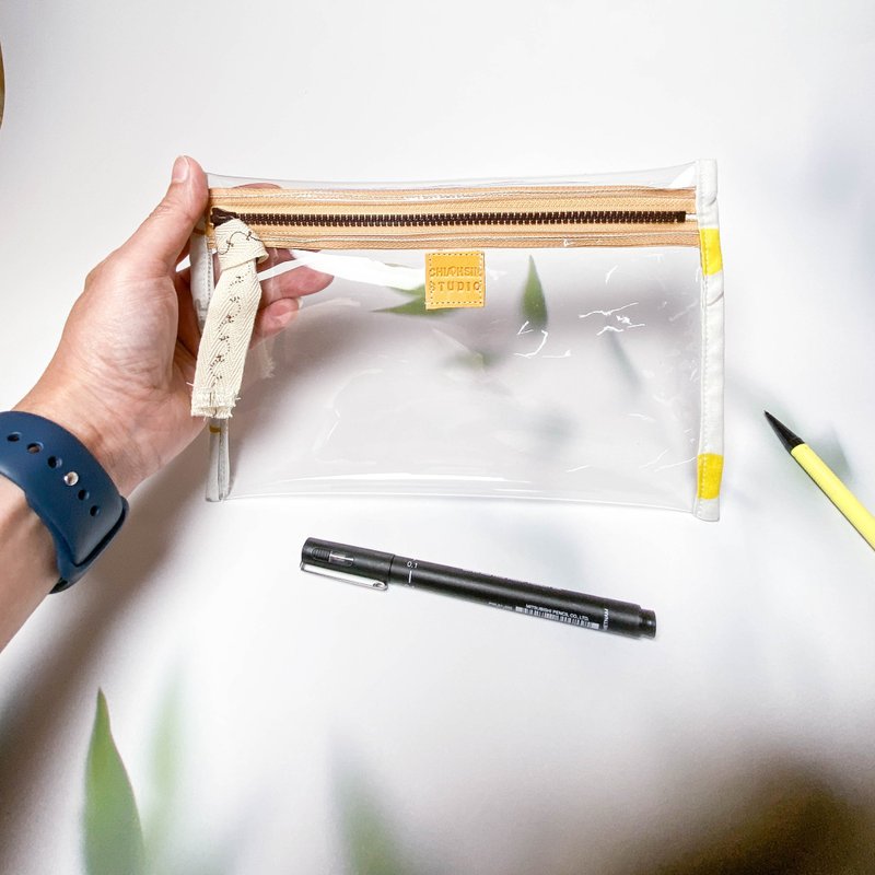 考试必备/透明笔袋/收纳袋 - 化妆包/杂物包 - 塑料 黄色