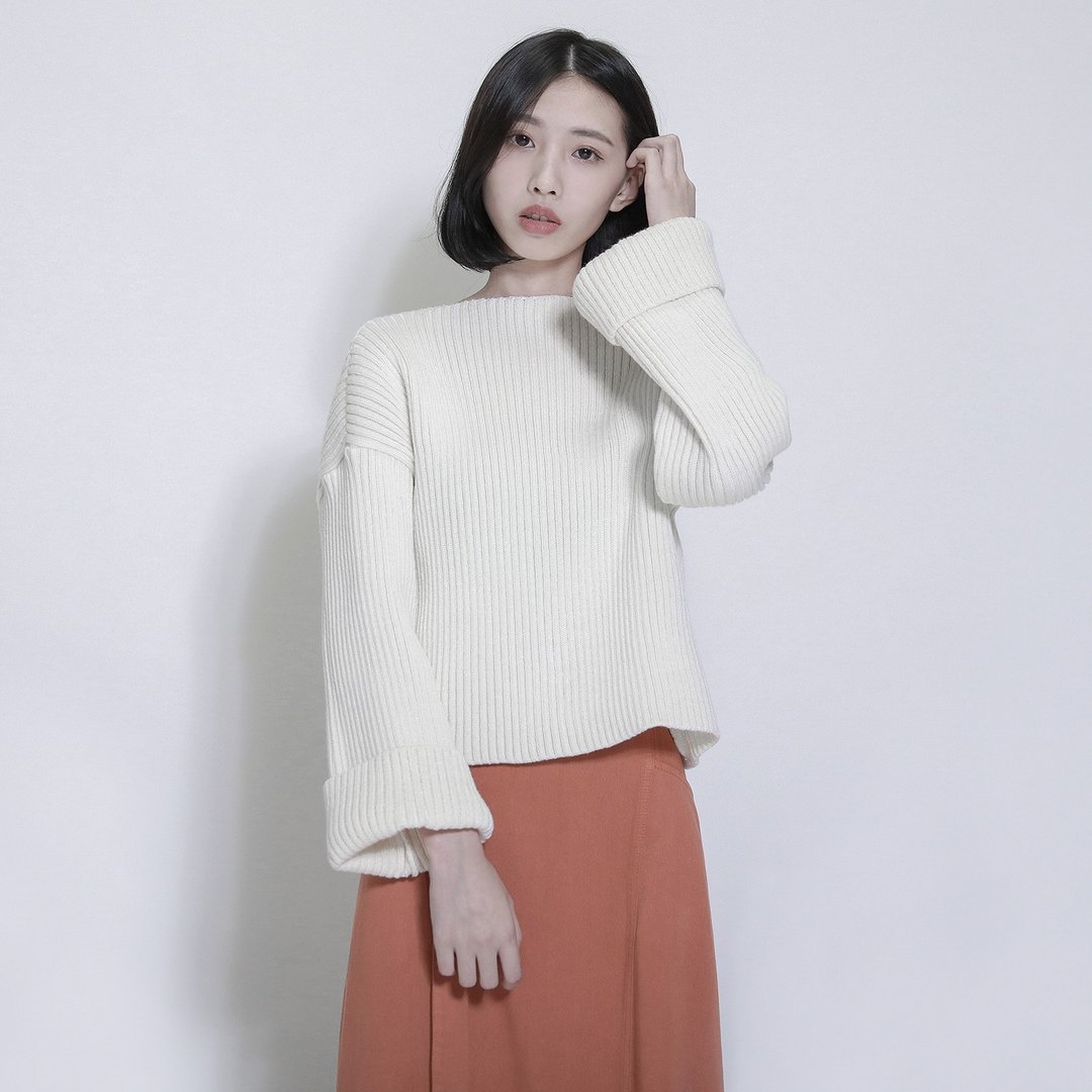 Pheromone 费洛蒙翻袖上衣_7AF007_羽白 - 女装针织衫/毛衣 - 棉 白色