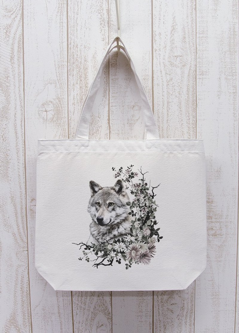 ronronWOLF Calld? Outing Tote Natural / R035-BT-NA - 其他 - 棉 白色