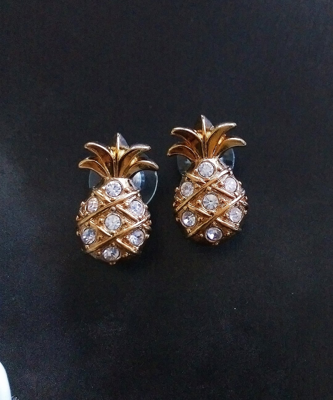 Vintage Jewelry 西洋古董饰品 AVON  小凤梨 小波罗 针式耳环 - 耳环/耳夹 - 其他金属 金色