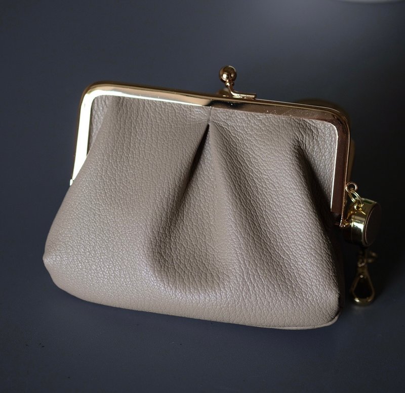 双层小笼包【灰褐色_Alran Sully 山羊革】 - 零钱包 - 真皮 灰色