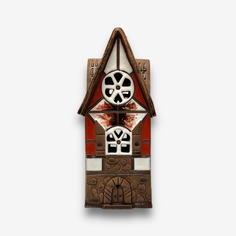 SOLO欧洲家居-手工陶瓷小屋 烛台 16cm 童话故事系列 - 蜡烛/烛台 - 陶 红色