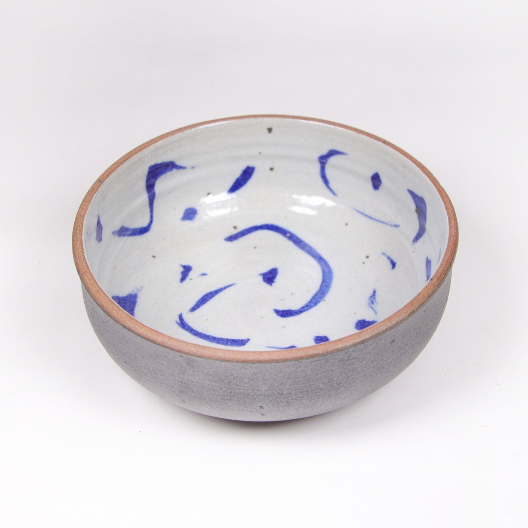 明芽窑 l 蓝绘双色碗 碗 钵 浅皿 陶器 H4 - 碗 - 陶 蓝色