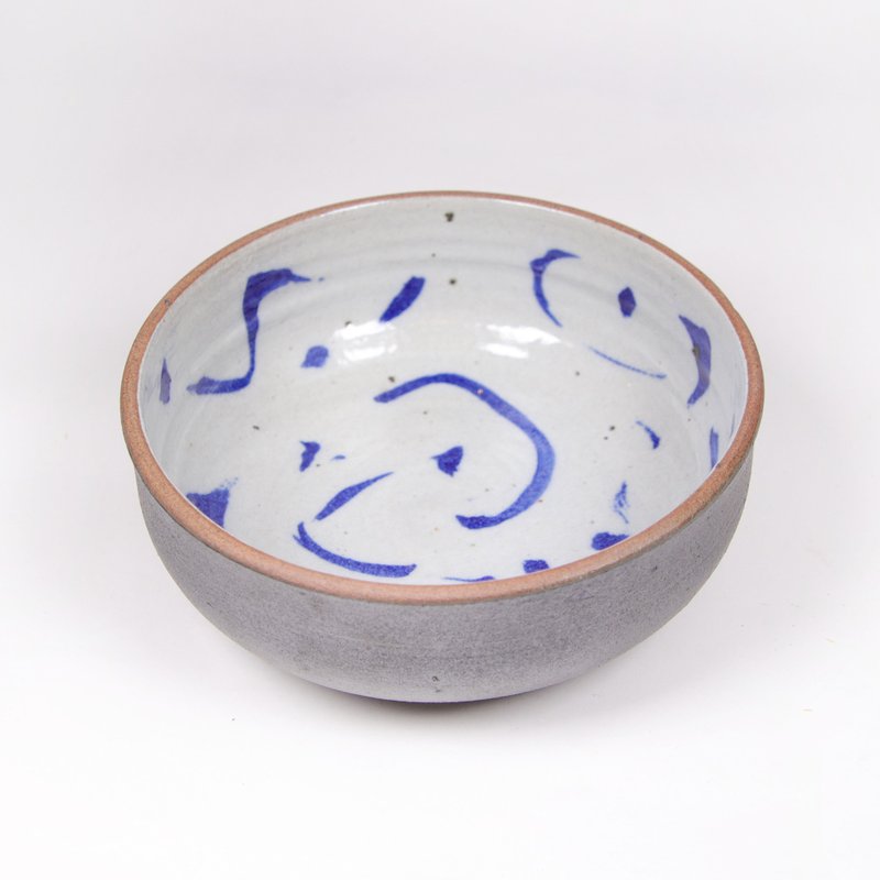 明芽窑 l 蓝绘双色碗 碗 钵 浅皿 陶器 H4 - 碗 - 陶 蓝色