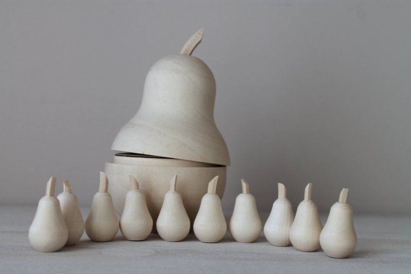 Wooden Toy Sorter Pear - 玩具/玩偶 - 木头 咖啡色