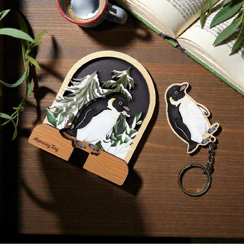 记忆标签 NFC 钥匙屋 – 企鹅 - 摆饰 - 木头 多色