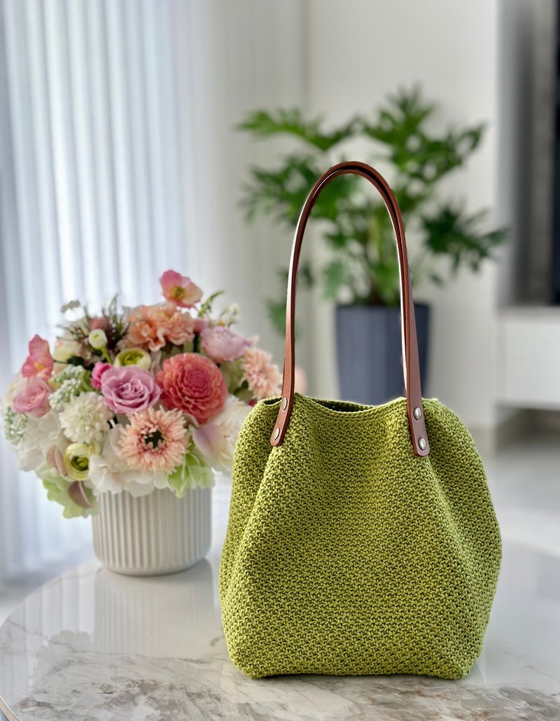 日系斜纹编织包-秋香绿 - 手提包/手提袋 - 棉．麻 