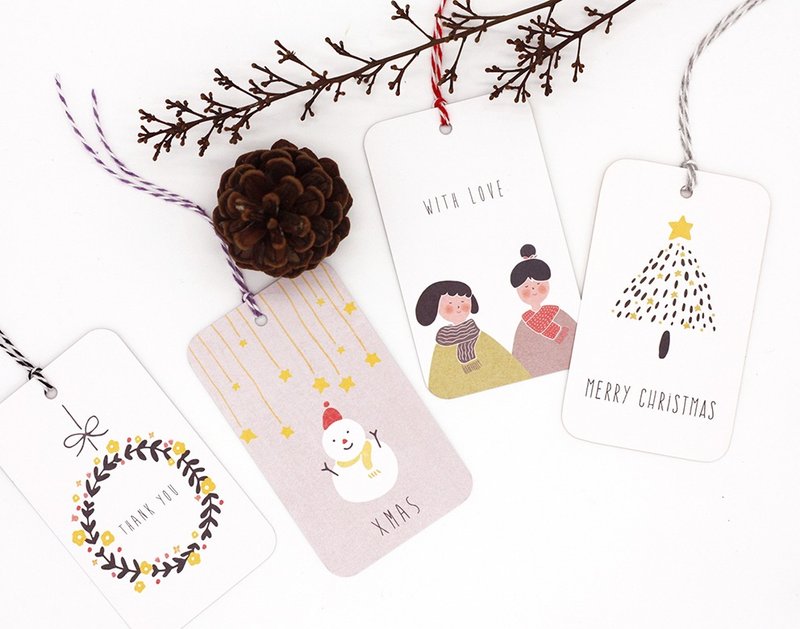 礼物卡-金色圣诞4入组 - 卡片/明信片 - 纸 多色