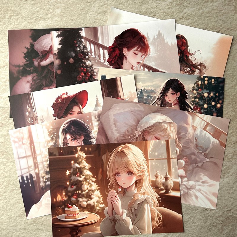 RimaRima 原创 圣诞古典女孩 设计纸张组合 Christmas classic girl 〜りまりま - 卡片/明信片 - 纸 