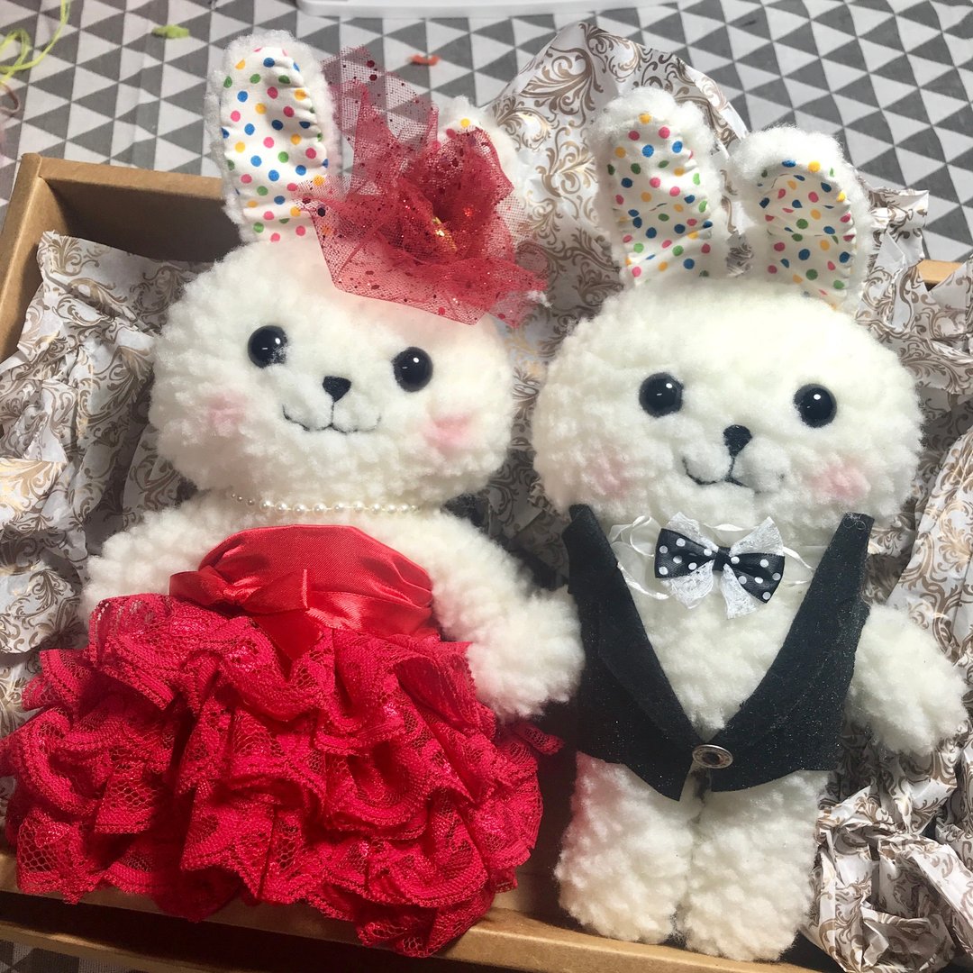 RABBITLULU喜气红婚礼布置安床娃娃车头彩结婚礼物 - 玩偶/公仔 - 棉 红色