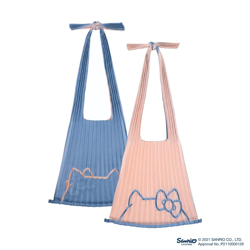 * 刺繡前後雙色皺摺兩用購物袋 - 侧背包/斜挎包 - 聚酯纤维 