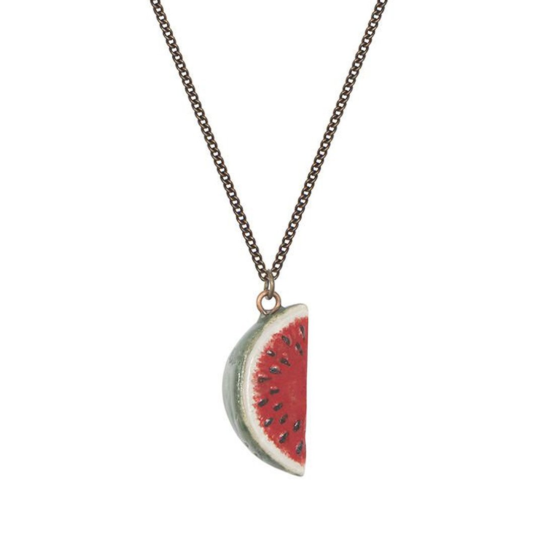 AndMary 手绘瓷项链-西瓜 礼盒包装 Watermelon Necklace - 项链 - 瓷 红色