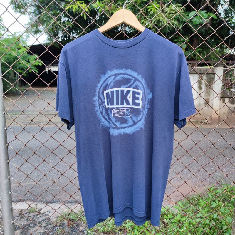 Vintage Y2K Nike Basketball Big Print T- shirt - 男装上衣/T 恤 - 棉 蓝色