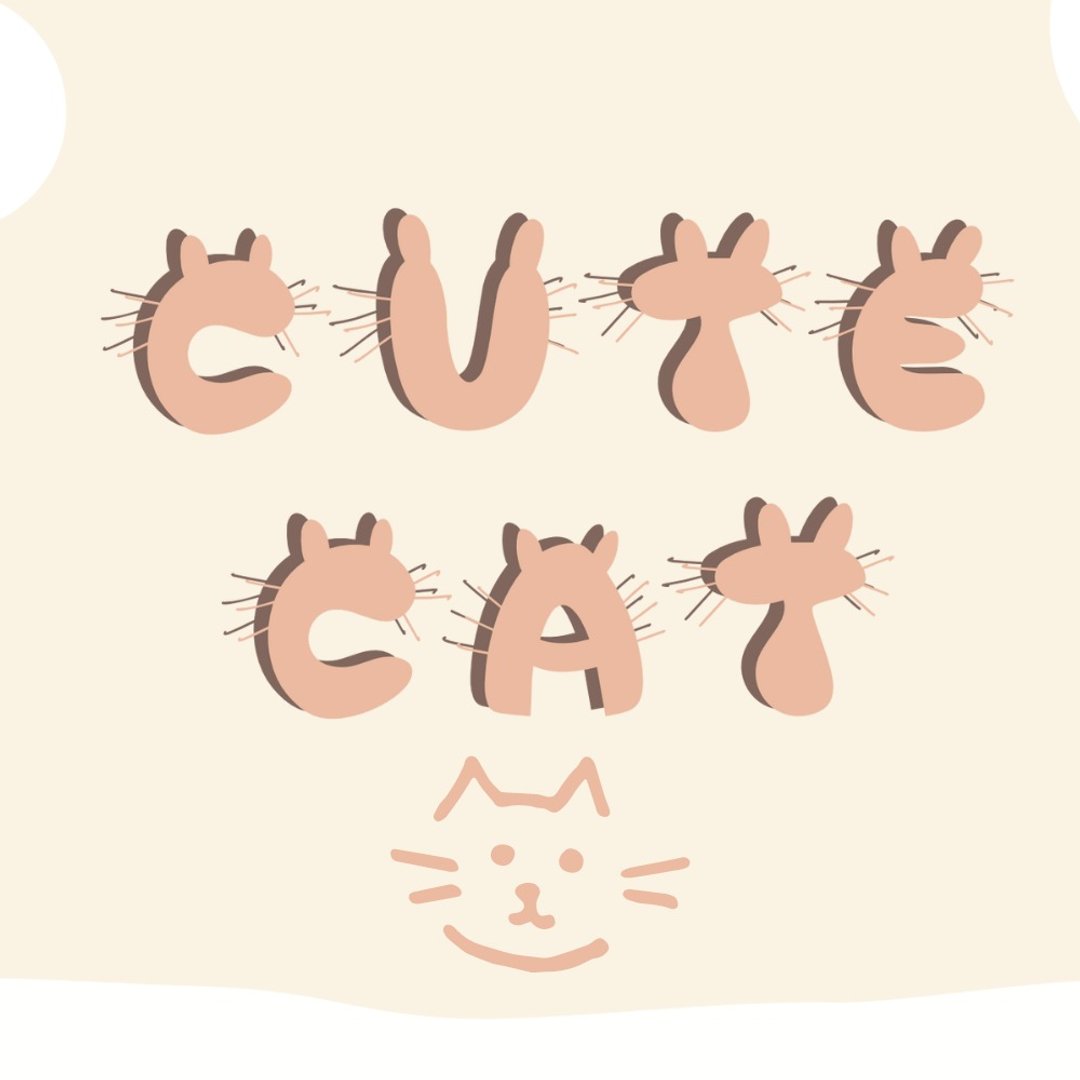 可爱的猫英文写作字体 - 字体设计 - 其他材质 