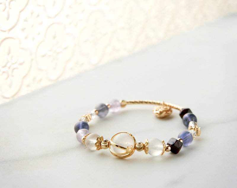 紫露凝香 l 月光石 l 堇青 l 薰衣草紫水晶 l 红石榴 - 手链/手环 - 水晶 紫色