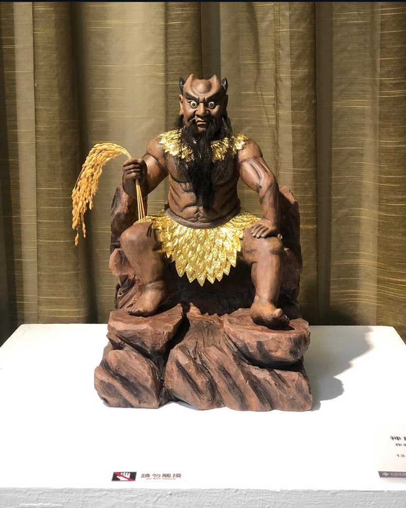 神农大帝 木雕或公仔 - 摆饰 - 木头 灰色