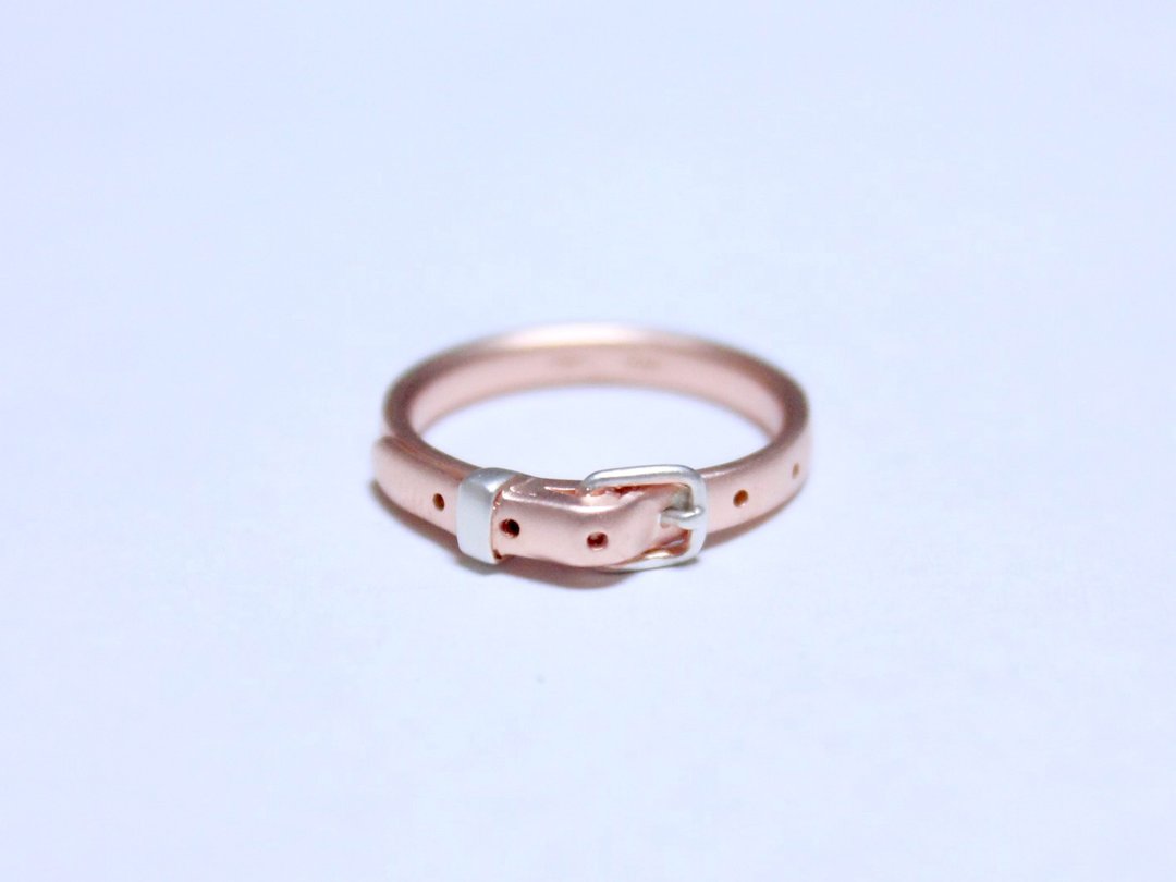 皮带戒指 cute PK 3mm - 戒指 - 纯银 粉红色