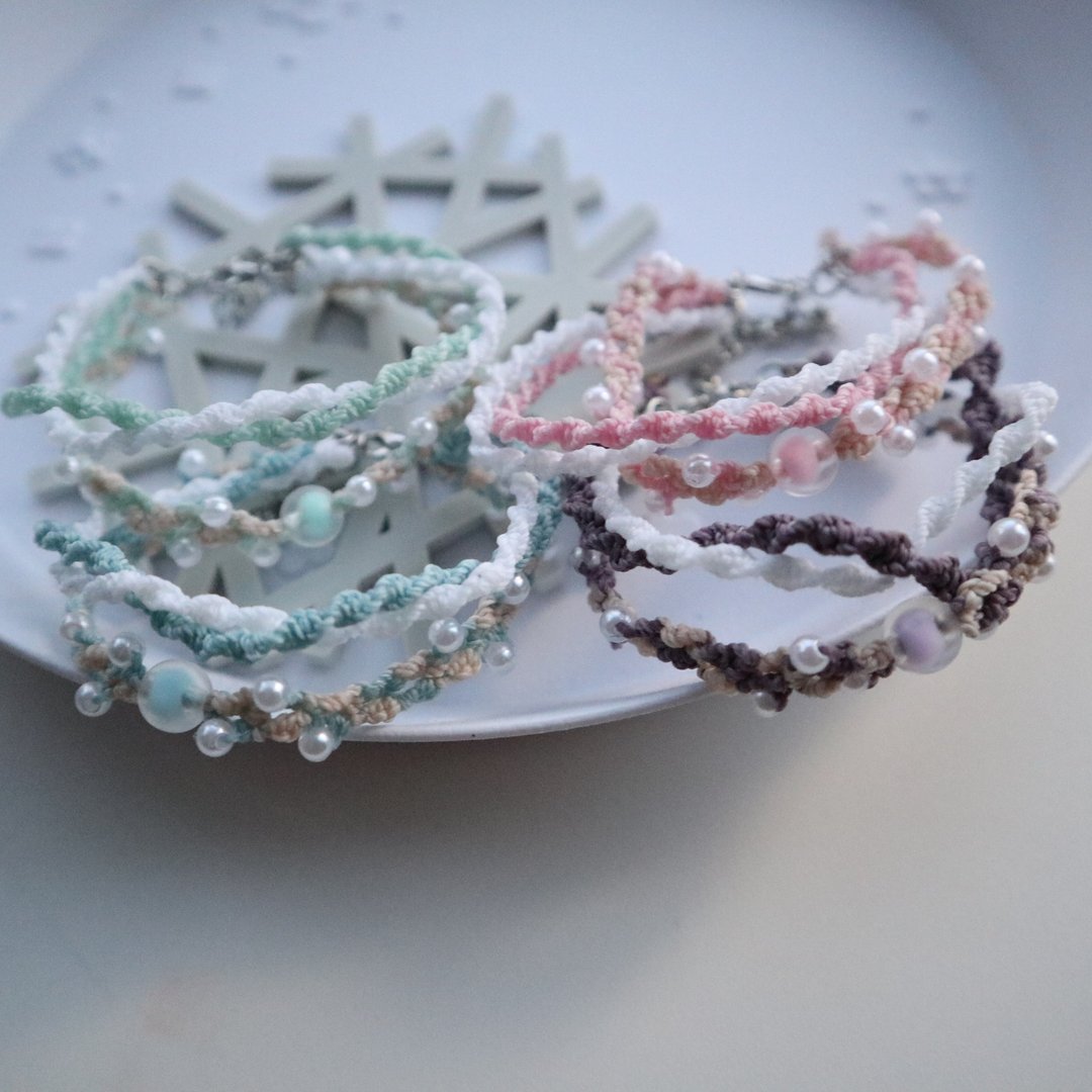 [Support for promotion] KAWAII pearl beads bracelet - 手链/手环 - 棉 多色