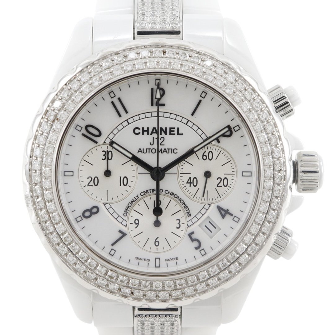 【日本直送】CHANEL J12 后镶钻计时码表 cal.2894-2 H1007 陶瓷 × 钻石 自动上链 计时码表【二手】 - 女表 - 陶 白色