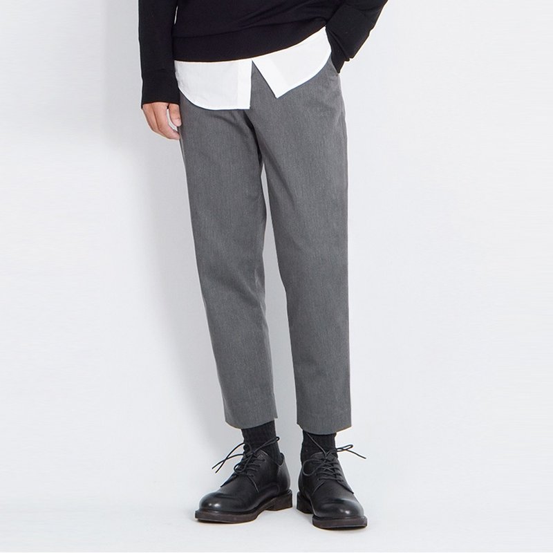 日系极简九分裤 男士秋冬休闲裤 品质体面轻商务西裤 - 男士长裤 - 棉．麻 灰色
