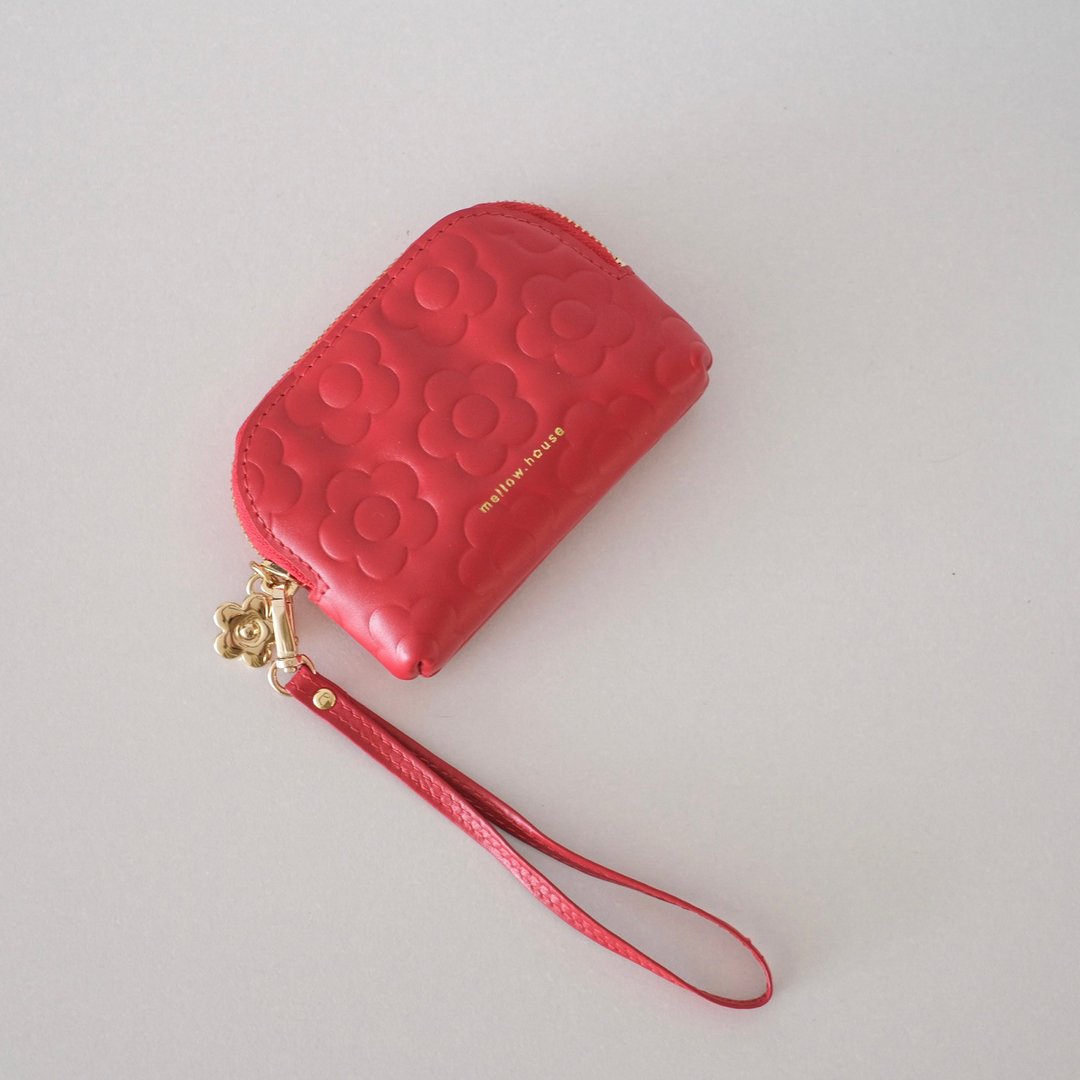 Mellow purse wallet, leather wallet  limited pattern with wristlet - 皮夹/钱包 - 真皮 红色