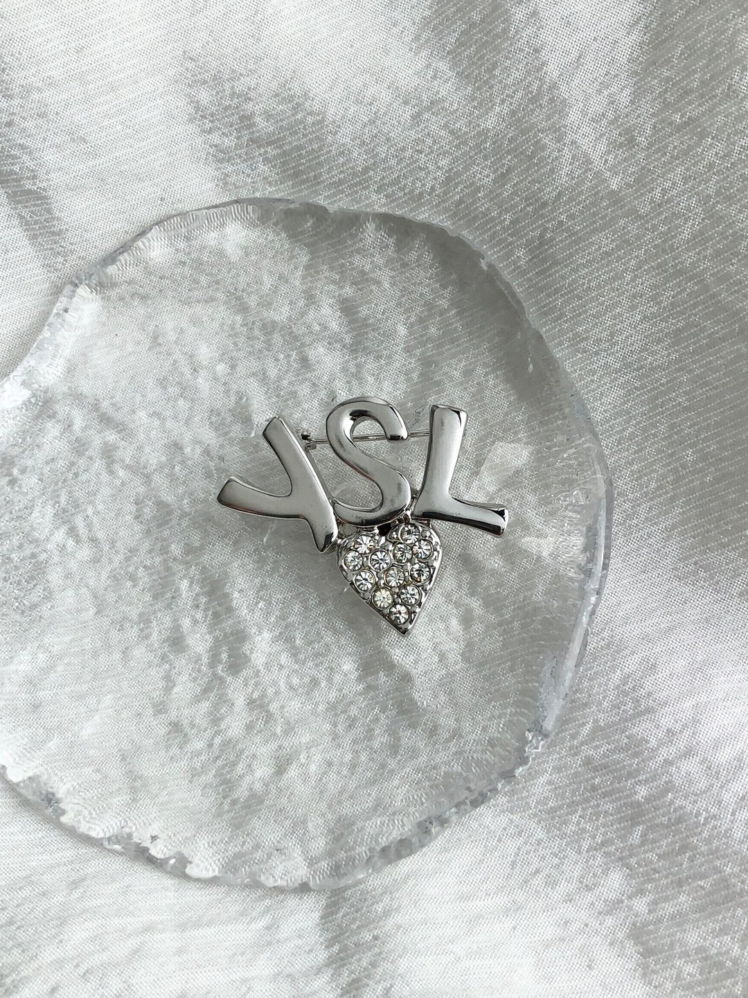 【日本直送二手包装】Yves Saint Laurent 胸针银YSL Heart Stone Vintage 47atf4 - 胸针 - 其他材质 银色