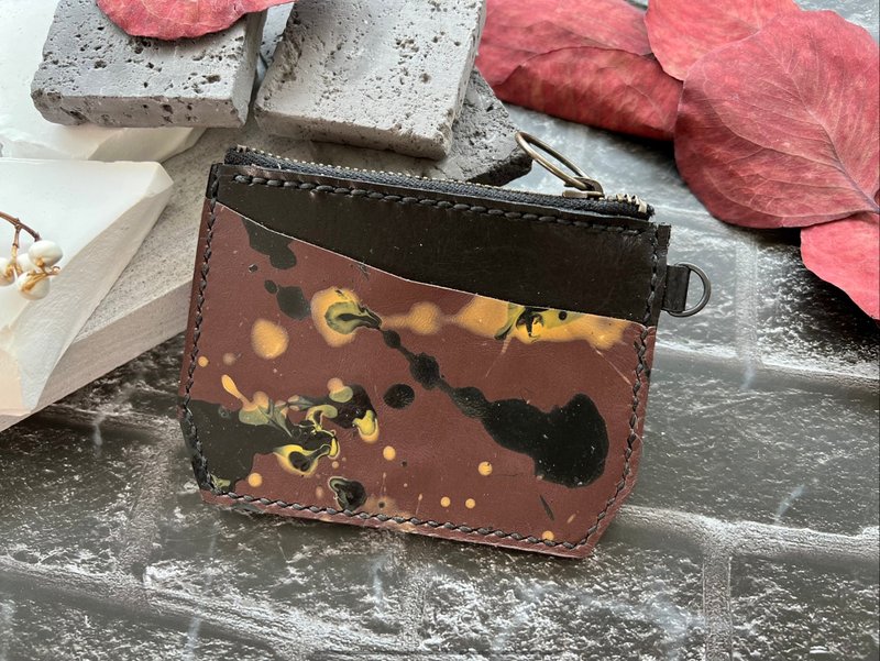Neutral collection 意大利直送手绘羊革 拉链散纸包 铜色款 - 零钱包 - 真皮 咖啡色