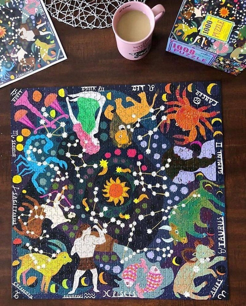 eeBoo 1000片家庭式拼图 - 星座物语 Zodiac 1000 Piece Puzzle - 拼图 - 纸 紫色