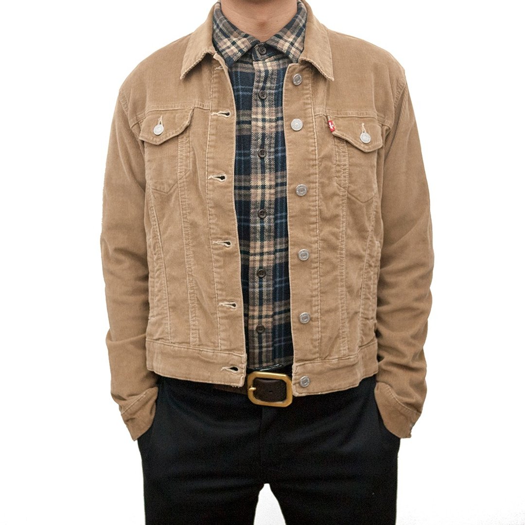 LEVI'S 灯芯绒外套 卡其 二手 古着 - 男装外套 - 棉．麻 卡其色