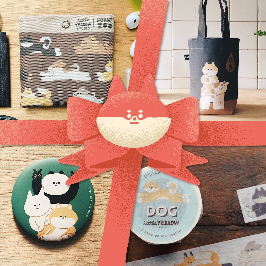 【圣诞礼物优惠组】 FurryZoo 犬科福袋 - 化妆包/杂物包 - 聚酯纤维 咖啡色