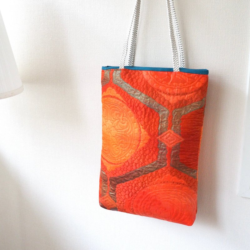 【独一无二】和服腰带再制 托特包 正绢 日本制 帆布 彩色 个性手 - 手提包/手提袋 - 丝．绢 多色