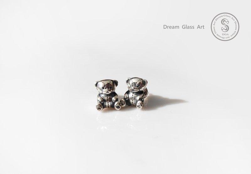 DreamGlassArt*玛雷熊耳环-SBBB-190500-坐熊 - 耳环/耳夹 - 其他金属 银色